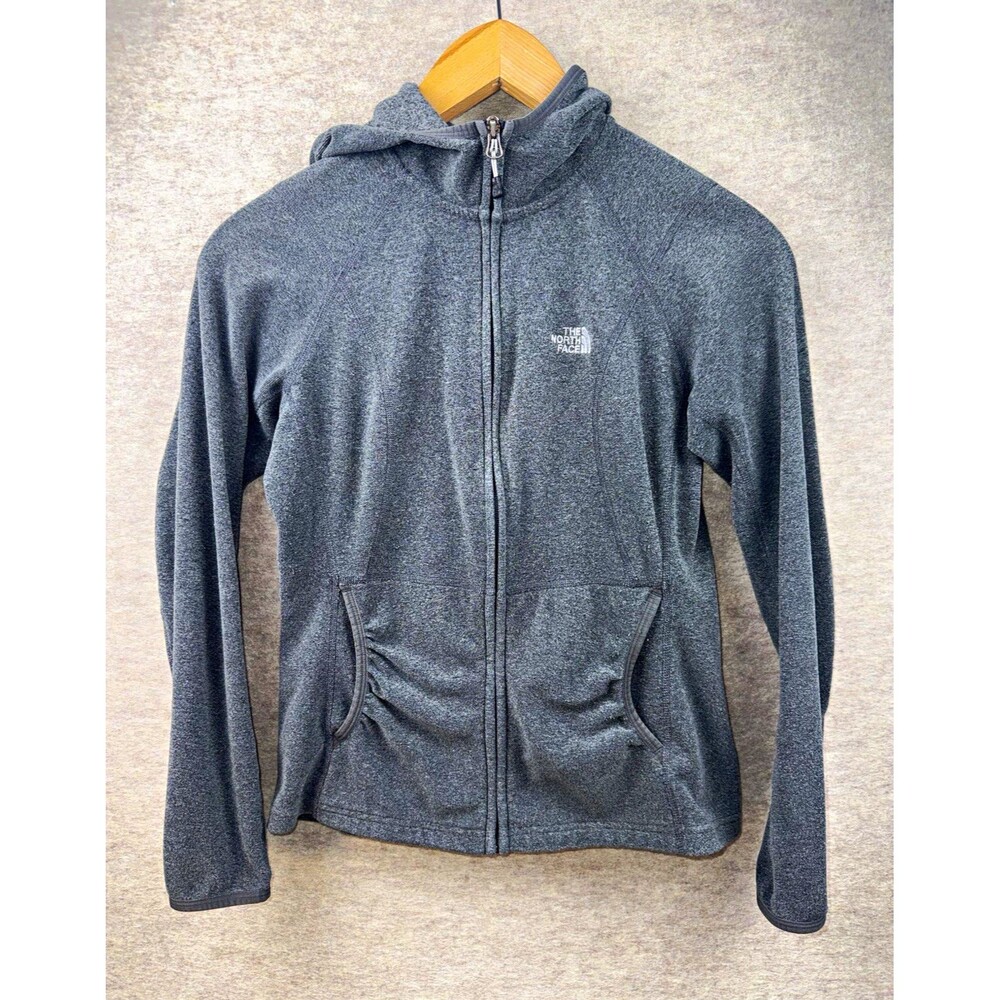 The North Face Women’s Full Zip Fleece Hoodie Pockets Terry Cloth Gray Size S